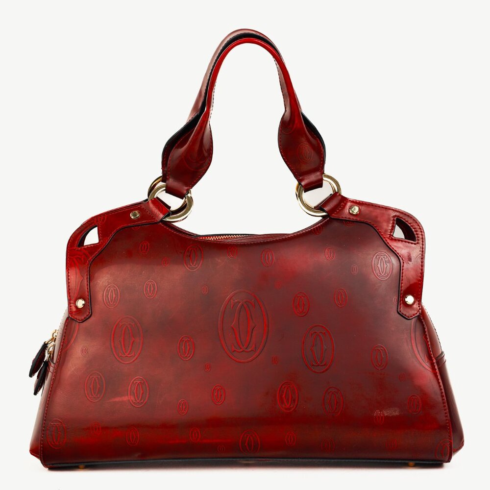 Cartier Marcello Red Happy Birthday Monogram Leather Shoulder Bag